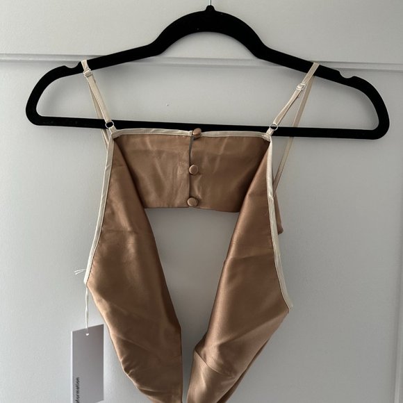 NWT Reformation Poppies Silk Cut-out Maxi Slip Dress Sz 10 Croissant Deep V-neck - Picture 7 of 8